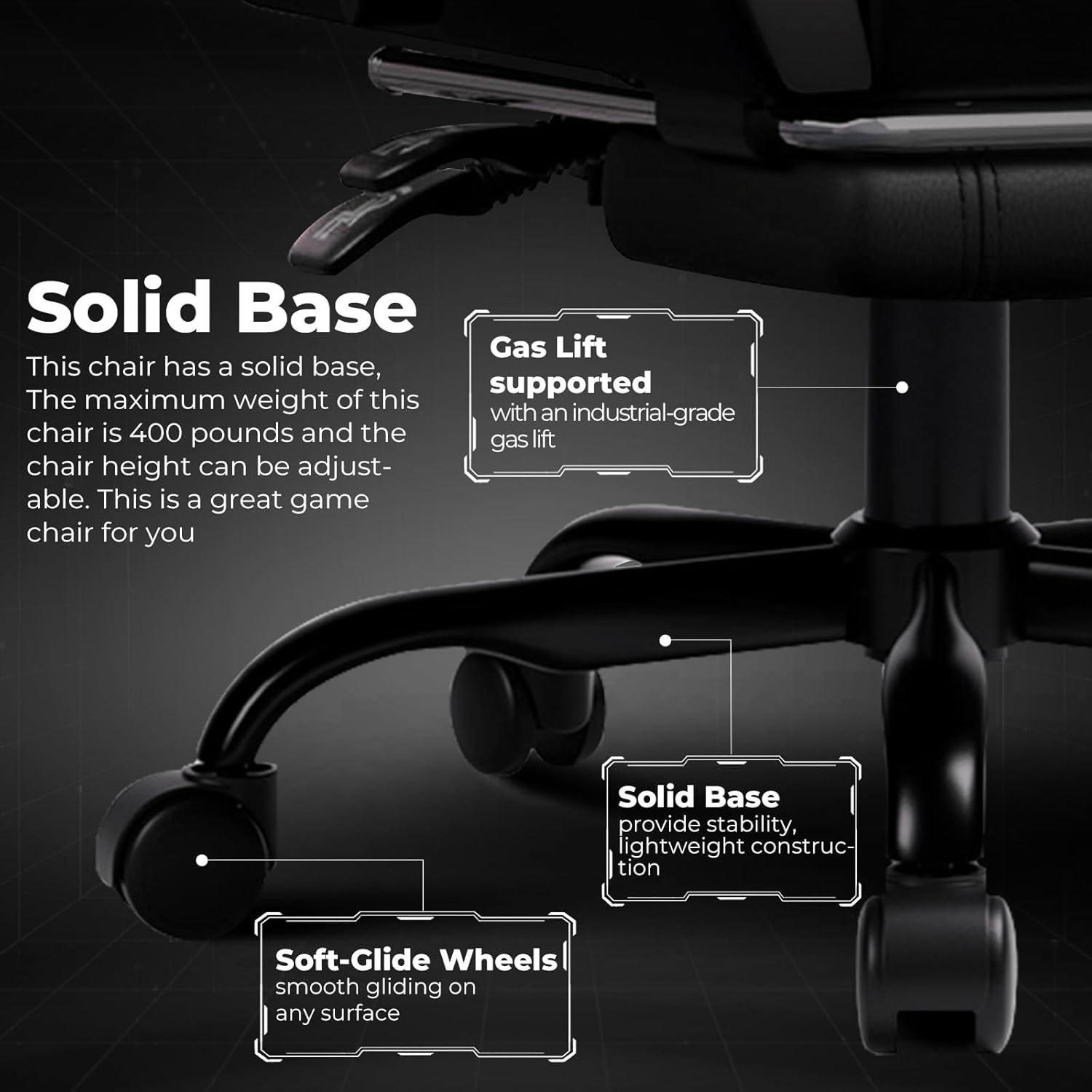 EXRACING Gaming Chair with Footrest, Ergonomic Computer Chair 350lbs High Back for Adults, Height Adjustable Video Game Chair with Headrest and Lumbar Support, 360° Swivel, PU Leather, Grey