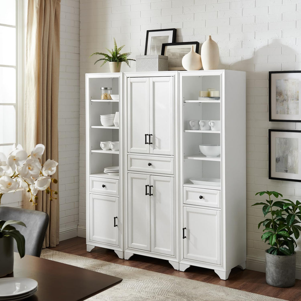 Maykoosh 3-Piece Pantry Set with Cabinets - Distressed White - Adjustable Shelves - 59.75" W x 15" D x 67.75" H