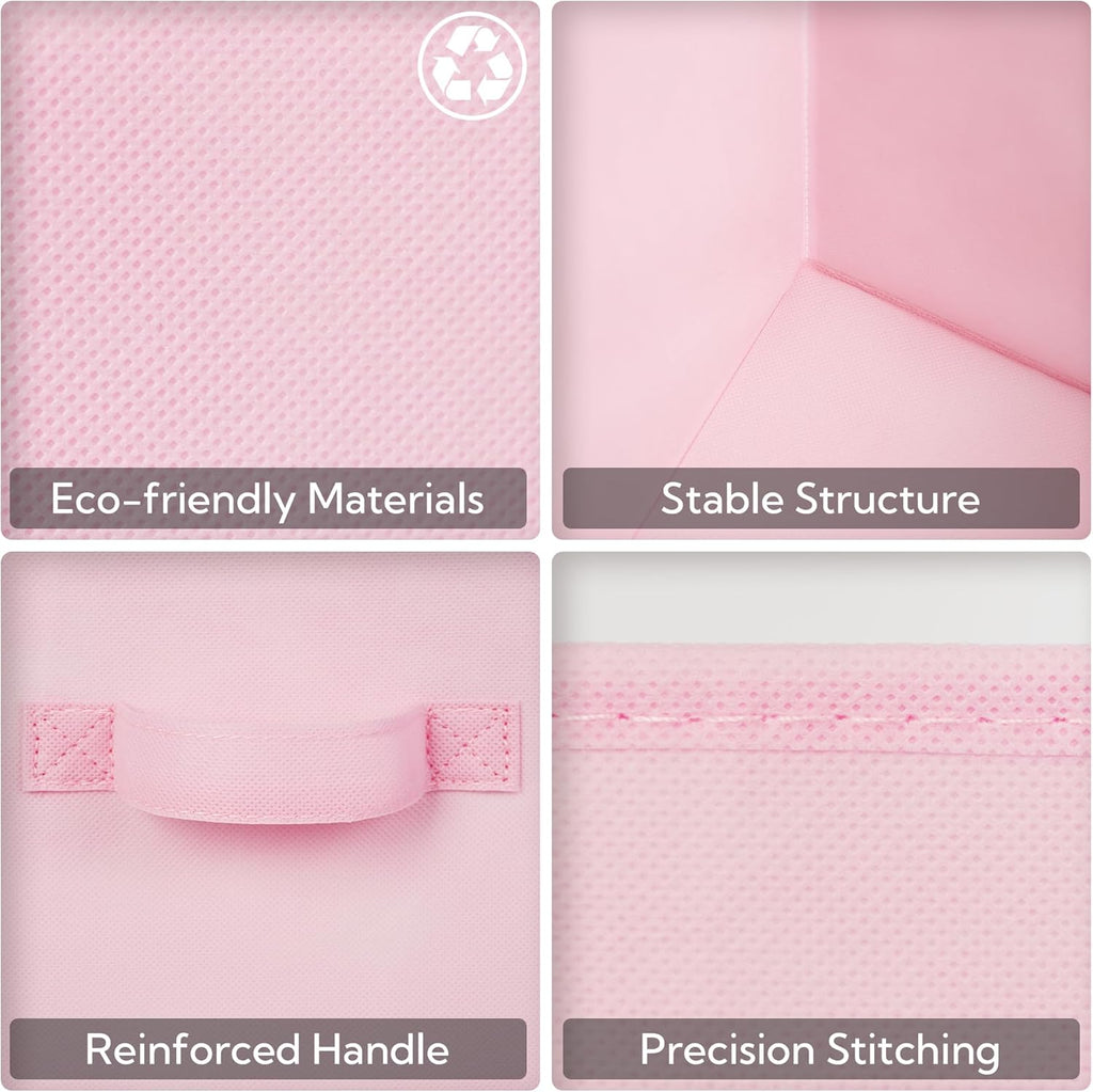 GRANNY SAYS Cube Storage Bins, 11 Inch 6 Pack Storage Cube Organizer, Foladble Fabric Storage Boxes with Handle, Decorative Clothing Storage Baskets for Shelves, Closet, Pink