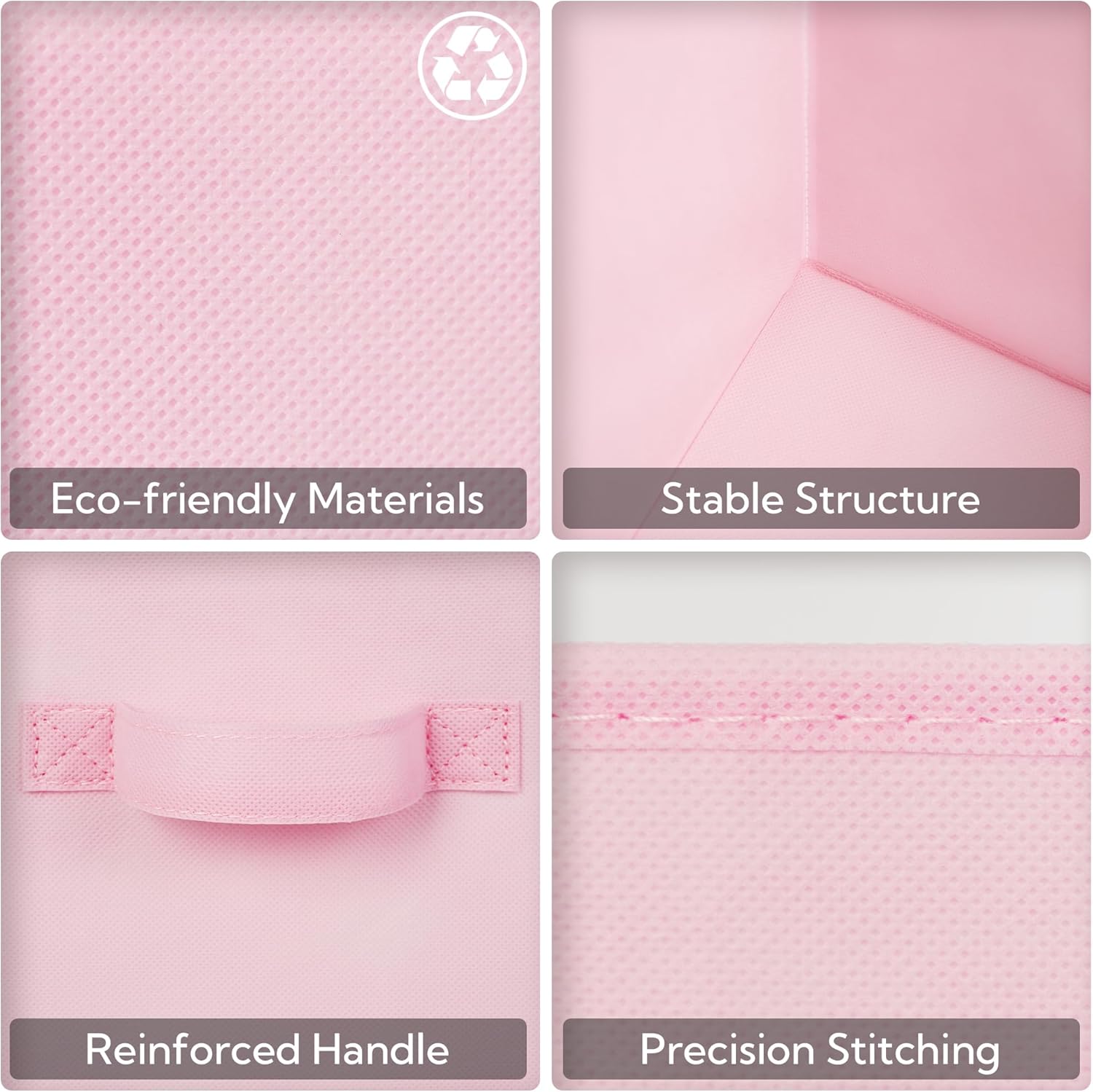 GRANNY SAYS Cube Storage Bins, 11 Inch 6 Pack Storage Cube Organizer, Foladble Fabric Storage Boxes with Handle, Decorative Clothing Storage Baskets for Shelves, Closet, Pink