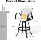 Pellebant 30" Aluminum Outdoor Bar Stools Set of 2, Sunbrella Swivel Patio Bar Height Bar Stools with Back & Footrest, Rust-Proof Patio Bar Stools for Deck Lawn Garden, White