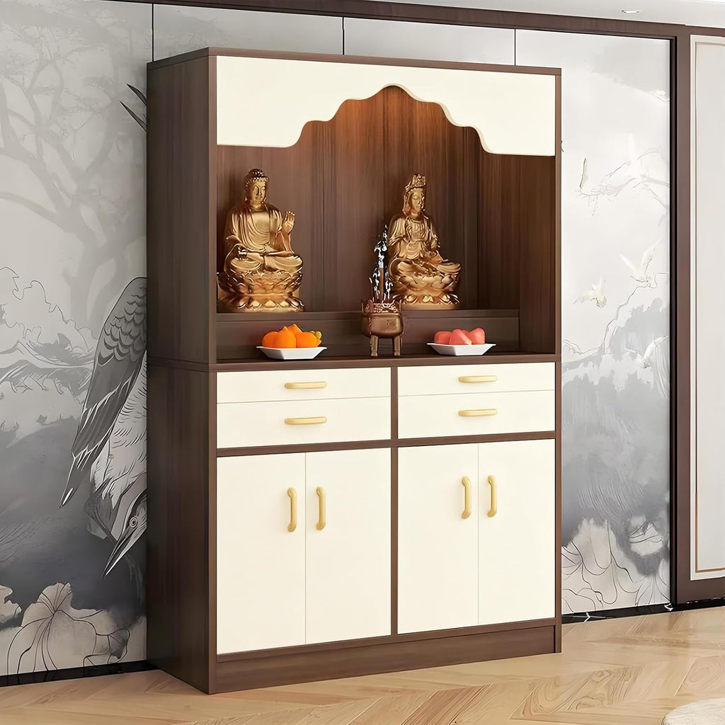 Altar Table, Solid Wood Meditation Prayer Table, Chinese Feng Shui Buddhist Altar Cabinet, Pooja Cabinet for Home or Temple Worship