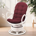 Java Lounge Swivel Rocking Chair with Dark Brown Cushion Natural Rattan Wicker Handmade, White Color