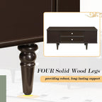 Modern Coffee Table with 4 Drawers, Hidden Side Table Compartments, Interior Shelves, Solid Wood Legs & Durable MDF Structure, End Table for Living Room, Kitchen, Dining Room & Bedroom, Easy Assembly