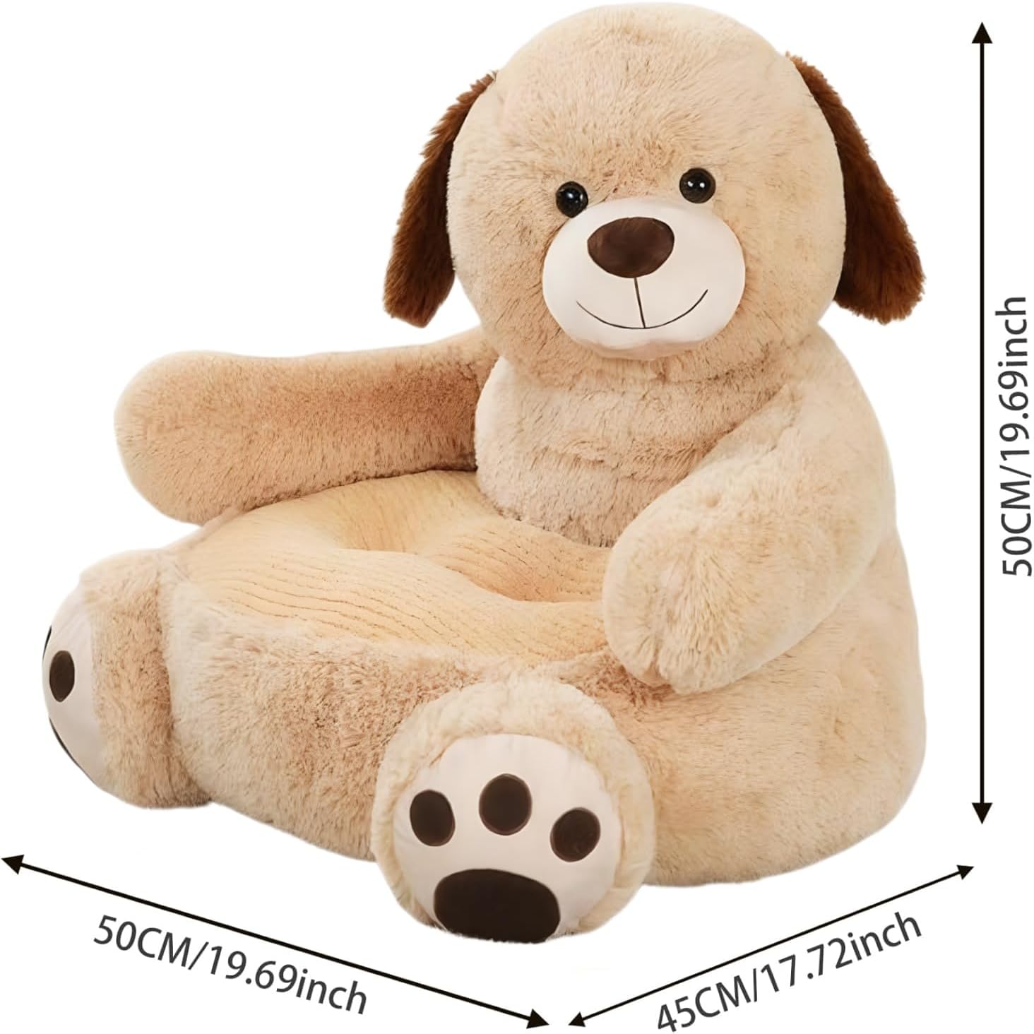 Cute Kids Sofa Seat Dog Shaped Chair Bean Bag Chair Seat Armrest Chair Sofa Animals Seat Cushion for Play Room Comfortable Animal Shaped Cushion for Home Bedroom Decoration (Light Brown Dog)