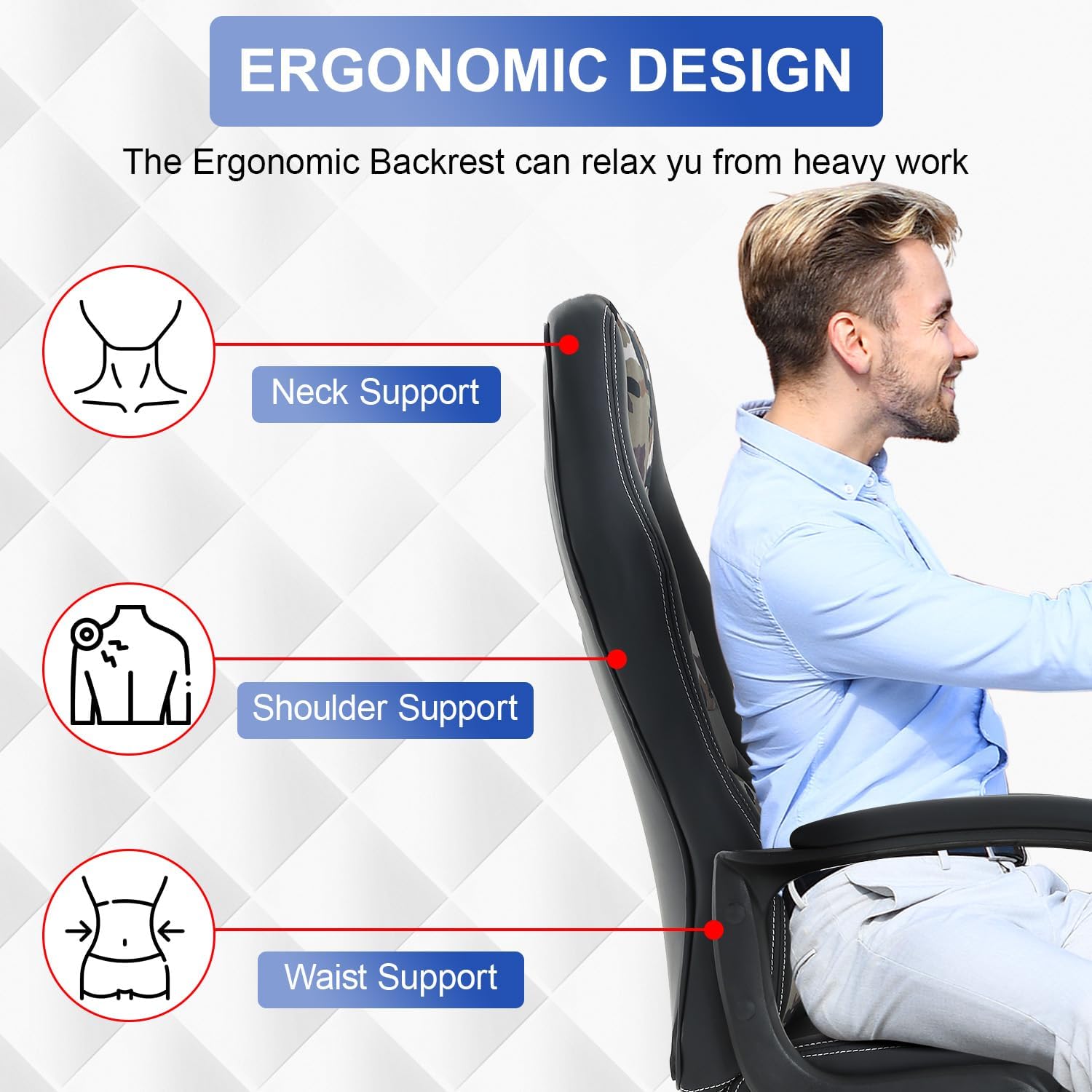 Gaming Chair PU Leather Chairs Ergonomic Office Chair Executive Computer Chairs High Back Computer Task with Lumbar Support Adjustable Height, Camo