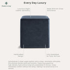 Studio Living® 18” Warren Ottoman Square Faux Leather Bench, Stationary Ottomans, Backless Chair, Footrest for Living Room, Footstool Office, Bedroom, Padded Seat, Navy Blue