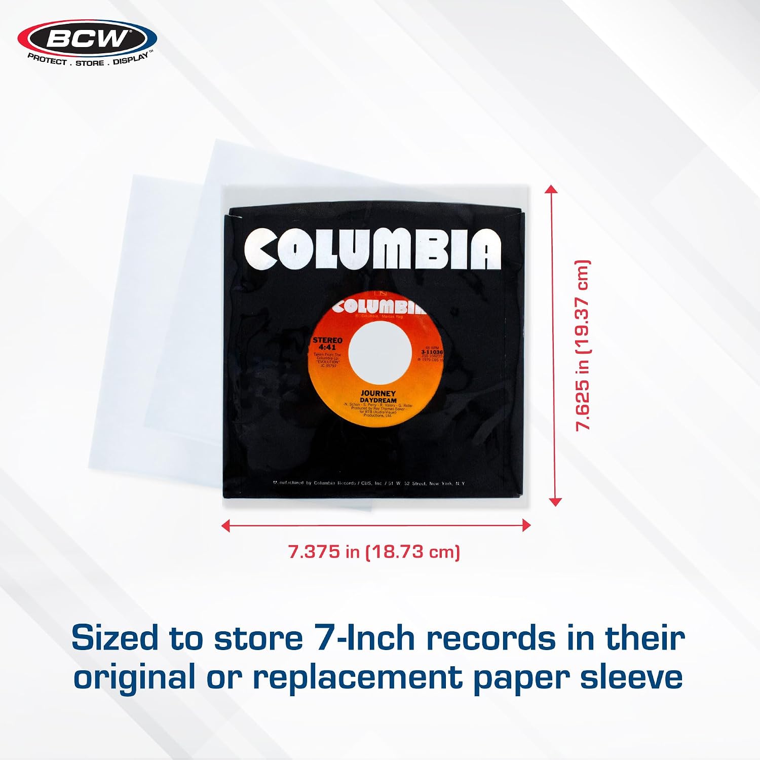 BCW 45 RPM Record Sleeves - 200 Count | Fits Standard 7 Inch Single 45s | Snug-Fit 2 Mil Polypropylene Outer Sleeves | Archival Plastic Covers for Vinyl Record Storage and Protection