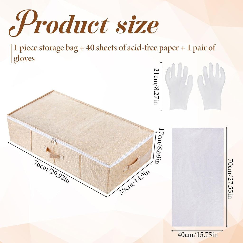 Wedding Dress Box, Preservation Storage Box with 40 Acid-Free Sheets, Sheet Organizers and Storage, Large Wedding Keepsake Trunk