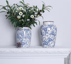 Light Blue White vase Flower Ceramic Porcelain Vintage Chinoiserie Floral French 8" H