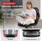 GTPLAYER Office Computer Gaming Chair Ergonomic Desk Chair for Adults with Lumbar Support Flip-Up Arms Adjustable Height Swivel Wheels PU Leather Executive Design for Short People Use, Gray