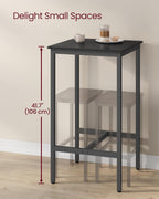 VASAGLE Bar Table, Kitchen Dining Table, High Top Pub Table, Bar Height Cocktail Table for Living Room Party, Sturdy Metal, 23.6 x 23.6 x 41.7 Inches for Narrow Spaces, Ebony Black and Ink Black