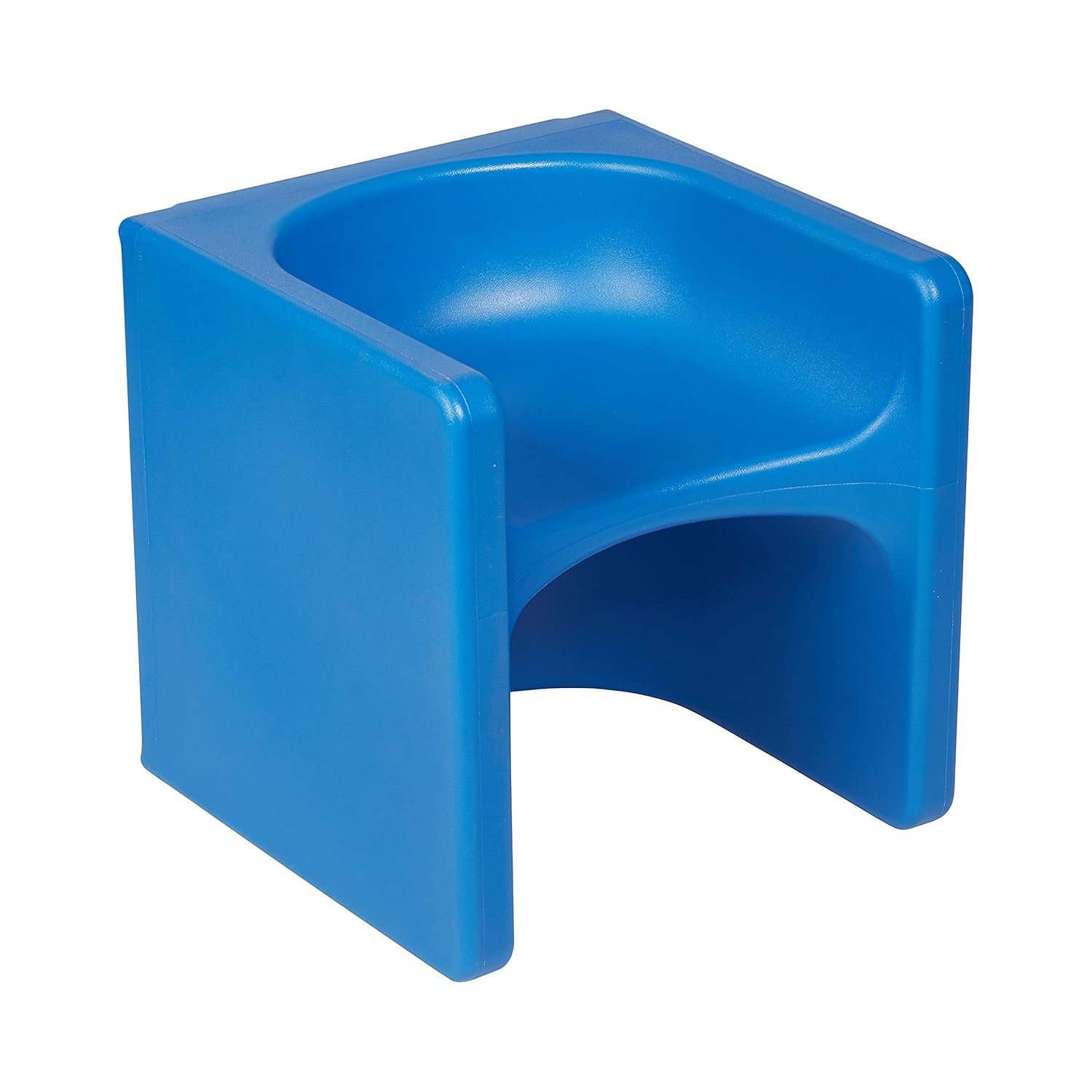 ECR4Kids Tri-Me Indoor/Outdoor 3-in-1 Plastic Multipurpose Cube Chair, Flexible Seating, Blue