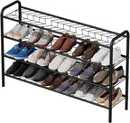 Shoe Rack,Long Shoe Organizer for Closet,Wide Shoe Storage for Entryway,4 Tier Sturdy Metal Free Standing Shoe Shelf