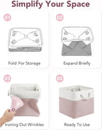 12x12 Storage Cube Bins, 6 Pack Reinforced Bottom Cardboard Foldable Box, Organizer for Closet Shelves, Heavy Home Storage Baskets (White Pink)