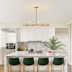 Mid Century Modern Glass Globe Sputnik Chandelier with Clear Bubble, 16-Light Large Linear Chandeliers for Dining Room Kitchen Island Living Room, Gold Dining Light Fixture Over Table