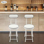 Foldable Chair 4pcs Steel High Portable Folding Indoor Counter Bar Stool Cushioned Padded Stools Seating with Backrest for Kitchen Island Shop Cafe Workshop, Studio- Load 275lbs (White)