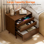 25.43" Nightstands Set of 2 with Leg Walnut Night Stand Set 2 for Bedrooms | Mid Century Modern Nightstands with Charger Station Wooden Bedside Table Set of 2 Night Stands for Bedrooms Set of 2