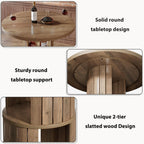 HSH Round Bar Table, 39.4" H Wood Pub Table with Storage & Metal Footrest, Modern Industrial Bar Height Bistro Cocktail Table for Coffee Bar, Kitchen Dining Room, Small Space, Rustic Oak, 2PCS
