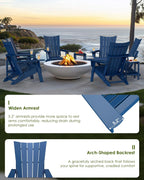 GREENVINES Folding-Adirondack-Chairs-Set-of-2 | HDPE Plastic | Arch Series | Fire Pit Chair | All Weather | for Outdoor Patio Deck Backyard Poolside | Blue