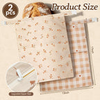 Beeswax Bread Bags for Sourdough, 2 pcs Reusable XL Zipper Beeswax Bread Bags for Homemade Bread Sourdough, Cotton Linen Food Storage Bag for Picnics, Pantry, Long-Lasting Freshness (Rose+Checkered)