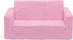 Delta Children Cozee Flip-Out Sherpa 2-in-1 Convertible Sofa to Lounger for Kids, Pink