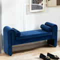 60.5" End of Bed Bench Storage Bench for Bedroom,Soft Velvet Upholstered Ottoman Bench with Rolled Arms, Eentryway Bench with Storage for Living Room,Hallway, Dressing Room (Dark Blue)