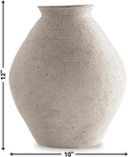 Signature Design by Ashley Hannela 12" Modern Distressed Polyresin Vase, Antique Tan