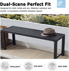 Black Outdoor Bench, Outdoor Metal Backless Bench Set of 2, 46" Patio Garden Bench for Outdoor, All Wheather Outdoor Bench for Garden, Backyard, Porch, Black