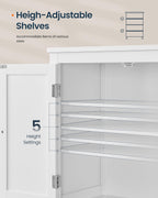 SONGMICS HOME Freestanding Storage Cabinet, Floor Cabinet with Elevated Legs, Metal Handles, for Living Room, Kitchen, Bathroom, White