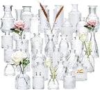 Glass Bud Vase Set of 32 pcs,Bud Vases in Bulk,Small Vases for Centerpieces, Mini Flower Vase Bulk for Rustic Wedding Home Table Decorations