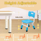 FUNLIO Kids Table and 4 Chairs Set for Ages 3-8, Height Adjustable Toddler Table and Chair Set, Easy to Wipe Arts & Crafts Table, for Classrooms/Homes/Daycares, CPC & CE Approved(5 pcs set)-Multicolor