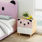Children'sBedsideTableWood,ModernMinimalistNarrowNightstandForBedroom,BedsideCabinet2Drawer,SmallCartoonBearBedsideCabinetStorageCabinet40X35X51CM(Color:Pink) Needed