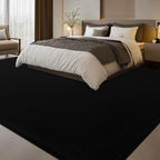 qulint Black Rug for Living Room, 8x10 Washable Rug for Bedroom with Thickened Memory-Foam, Modern Minimalist Large Carpet Solid Comfy Non Slip Carpet for College Dorm Dining Room Classroom Home Decor