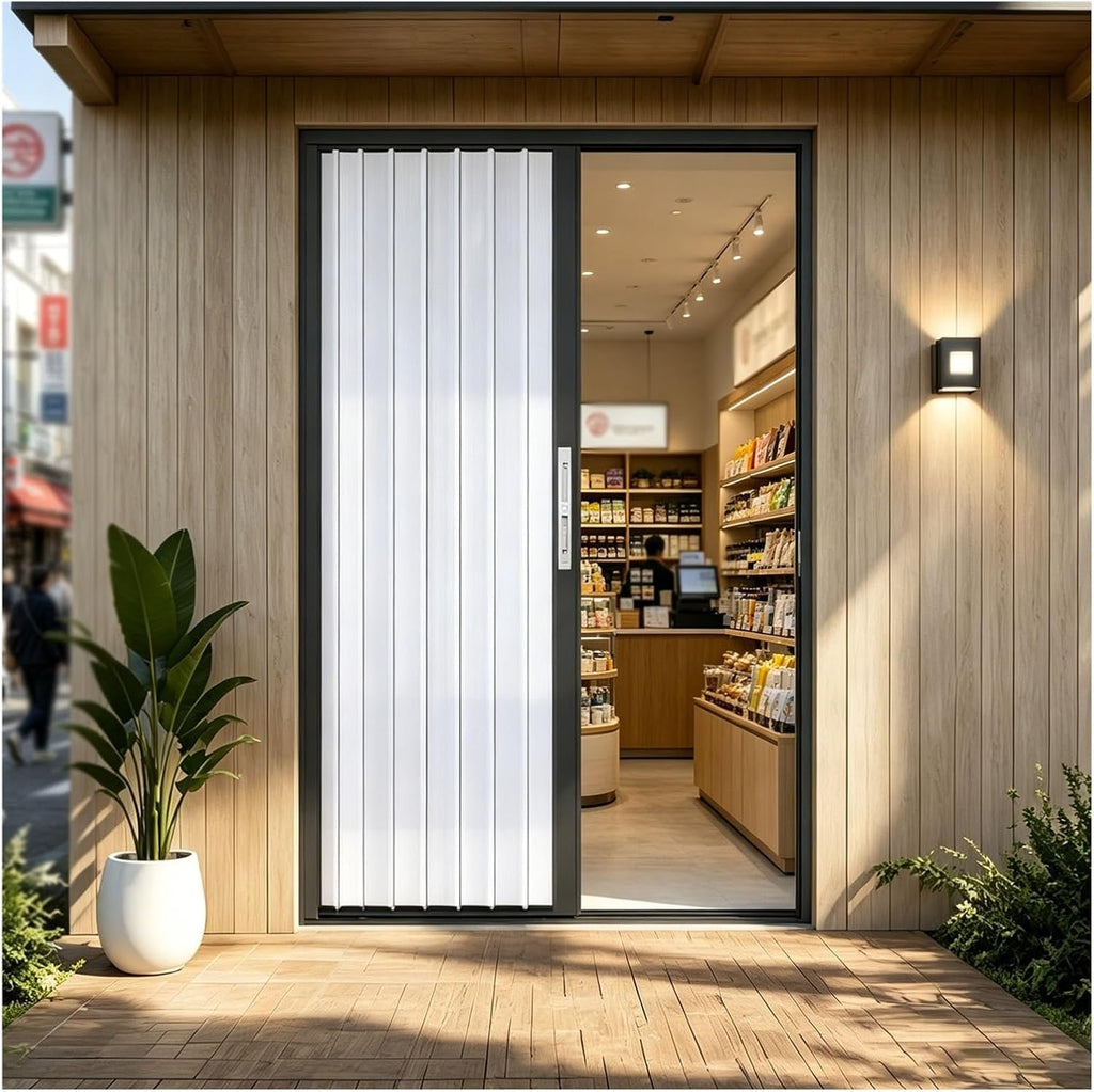 Folding Partition Door for Retail Store Cafe Office Entrance, Outdoor Aluminum Sliding Folding Door Customizable, Space Saving Room Divider Easy Install(110x210cm(43x83in))