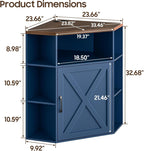 Vabches Corner Cabinet, Corner Storage Shelf with USB Ports and Outlets Industrial Organizer for Small Space Wooden 6-Cubby Bookshelf for Study, Playroom, Living Room (Blue and Brown)