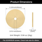 QOGRISUN 1-3/4" Large Solid Brass Cabinet Knob Backplate, Round Fender Washers for Bifold Closet Door Handles, Decorative Flat Metal Washer for Dresser Drawer Restoration (5 Pack)