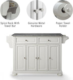 Crosley Furniture Alexandria Granite Top Rolling Kitchen Island Storage Cart, Microwave Stand, Spice Rack, White