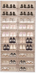 10 Tiers 40 Pairs Large Plastic Folding Shoe Cabinet with Doors Easy Assembly Shoe Shelves Organizer for Closet Entryway Living Room