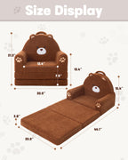 MOONBEEKI 2-in-1 Foldable Toddler Couch, Soft Sherpa Fabric with Washable Cover, Convertible Sofa to Lounger, Kids Sofa for Playroom, Bedroom, Living Room, Birthday Gift, Bear, Medium