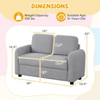 Costzon Kids Couch, 2 Seat Toddler Armrest Chair w/Teddy Fleece Upholstery & Solid Wooden Frame, Double Seat Children's Sofa for Preschool, Bedroom, Playroom, Daycare, Ideal Gift for Girls Boys