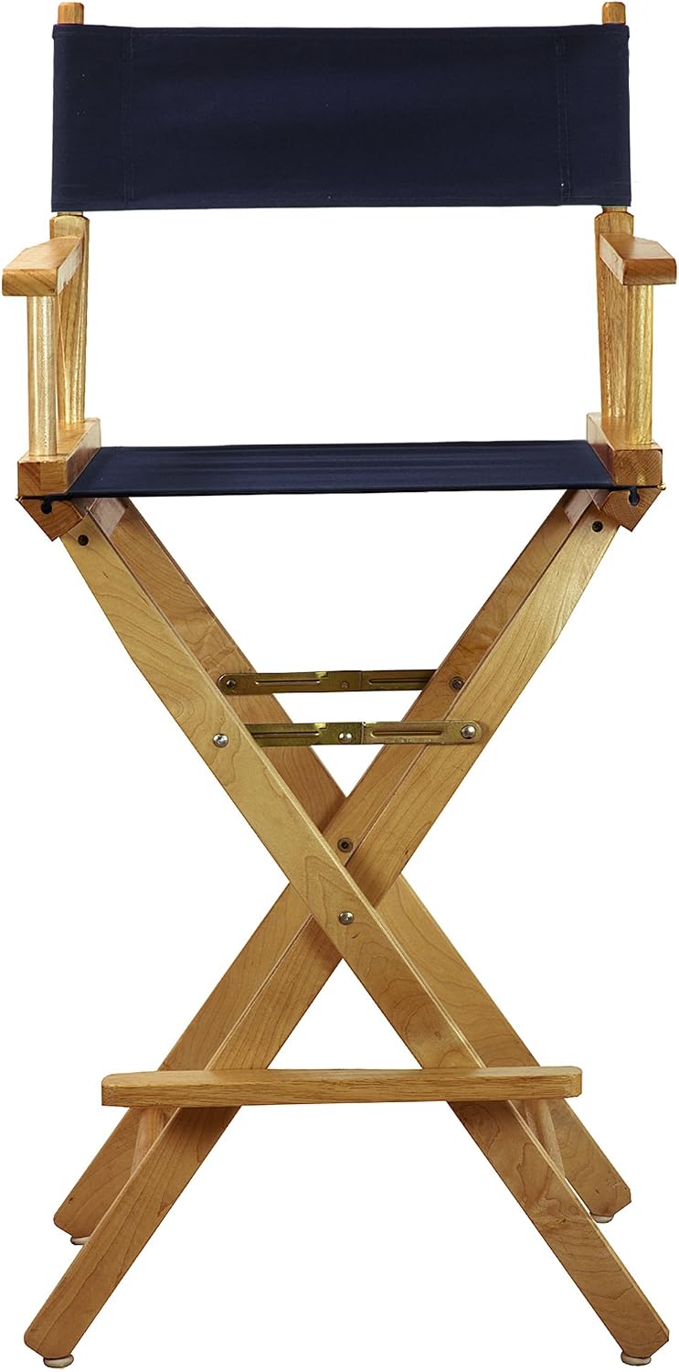 Casual Home Director's Chair ,Natural Frame/Navy Canvas,30" - Bar Height