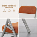 Folding Chair with Thick Cushioned Seat, Padded Metal Frame Foldable Chairs for Home Office Party Wedding Indoor Outdoor Use, Heavy Duty Comfortable Portable Dining Chairs, 1 Pack, Tawny