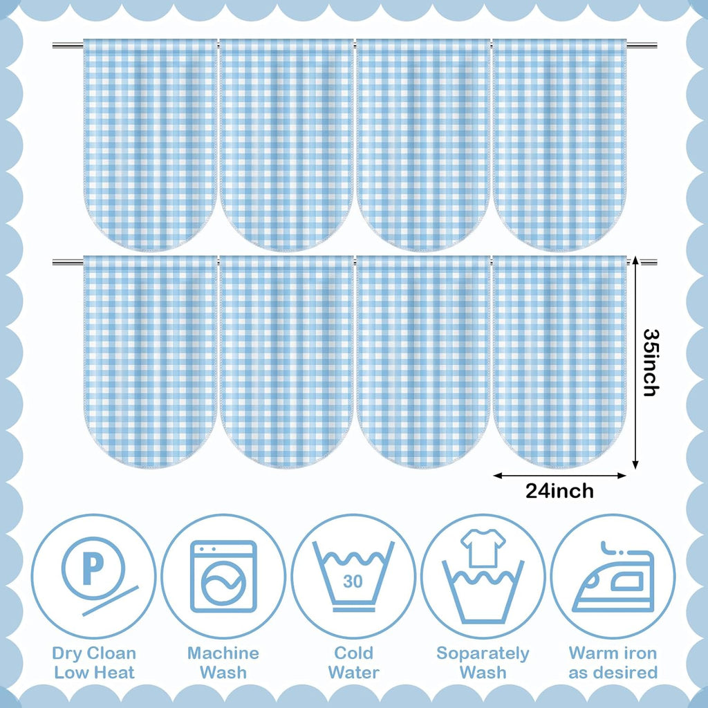 Irenare 8 Pcs Blue Check Plaid School Classroom Curtains Back to Classroom Colorful Curtains for Sunset Soiree Party Decorations Sunset Kindergarten Daycare Primary Bedroom Playroom Room Decor