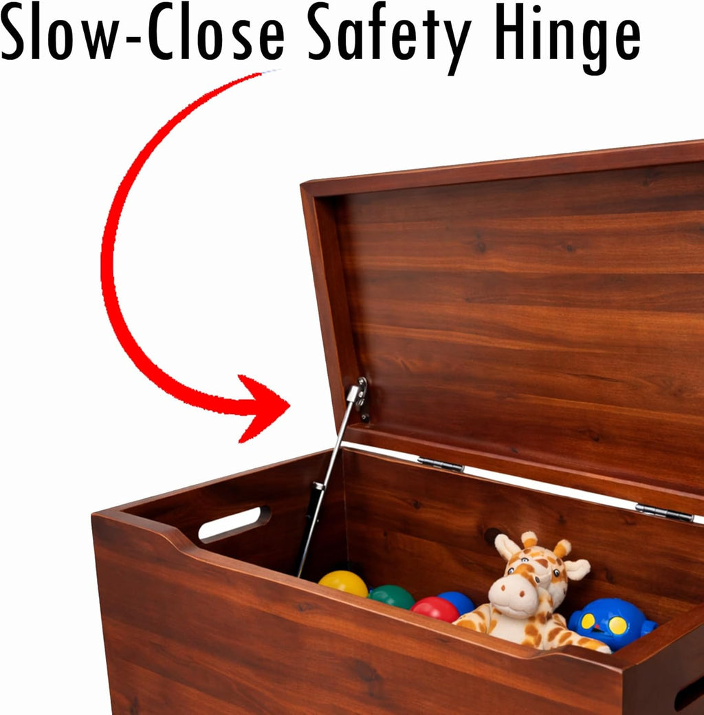 Fully Assembled, Solid Wood Storage Chest with Lid & Handles, Wooden Box, Organizer, Storage, Birthday, Gift, Blankets, Clothes, Keepsakes, Anti-Slam Hinges, 30” Professional Mahogany Finish