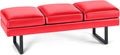 Furmax Waiting Room Chairs Faux Leather Office Guest Chair, 59.6 Inches Conference Room Chairs 3 Seats Upholstered Reception Bench, Lobby Furniture for Salon and Shop, Red