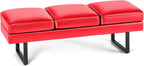 Furmax Waiting Room Chairs Faux Leather Office Guest Chair, 59.6 Inches Conference Room Chairs 3 Seats Upholstered Reception Bench, Lobby Furniture for Salon and Shop, Red