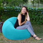 Realspring Inflatable Bean Bag Chairs,Pink,Lake Blue,2 Pcs | Outdoor Blow Up Chairs for Adults, Movie Night Seating, Portable Lazy Sofa Loungers, Backyard Camping Couch
