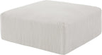 Gericco 113" Modular Sectional Couch, Cloud Boneless Sofa with Deep Seats, Upholstered Corduroy Square Stuffed Ottoman Pouf, 40 * 40 Inch Furry & Fluffy Movable Foot Stool for Living Room, Beige