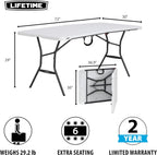 Lifetime 6-Foot Fold in Half Table, Light Commercial, White Granite